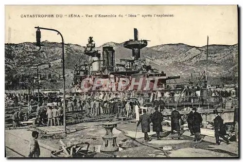 Cartes postales Bateau Guerre Catastrophe du Iena Vue d'ensemble du Iena apres l'explosion