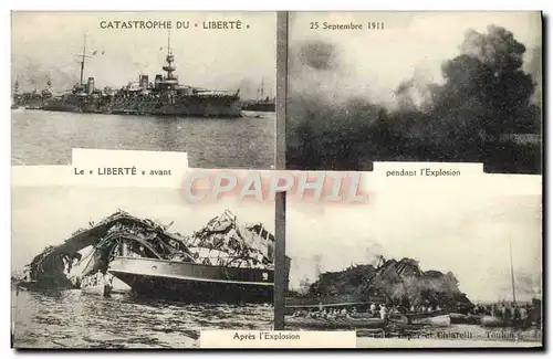 Cartes postales Bateau Guerre Catastrophe du Liberte