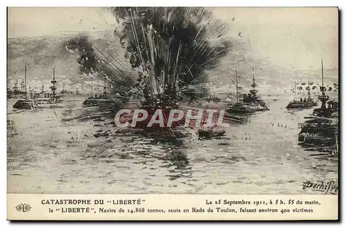 Cartes postales Bateau Guerre Catastrophe du Liberte