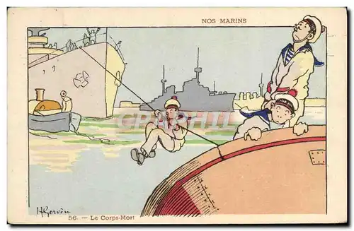 Cartes postales Illustrateur Gervese Nos marins le corps mort