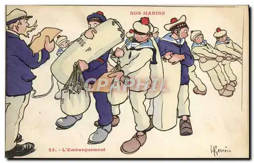 Cartes postales Illustrateur Gervese Nos marins L'embarquement