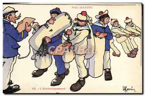 Cartes postales Illustrateur Gervese Nos marins L'embarquement