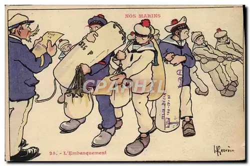 Cartes postales Illustrateur Gervese Nos marins L'embarquement