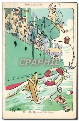 Ansichtskarte AK Illustrateur Gervese Nos marins un homme a la mer