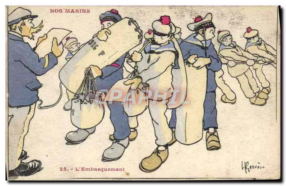 CARTE POSTALE ANCIENNE NOS MARINS TRIBORDAIS AU GYMNASE H. GERVESE