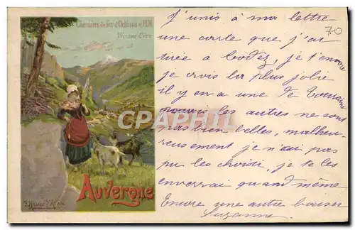 Cartes postales Train Auvergne Folklore Chemins de fer d&#39Orleans et PLM Chevre Bouc