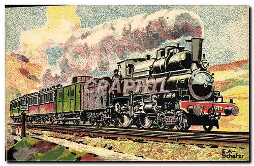 Cartes postales moderne Train Est 1895 Train rapide Paris Nancy Strasbourg machine Flaman