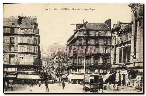 Ansichtskarte AK Tramway Train Rouen Rue de la Republique