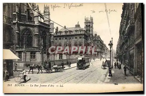 Cartes postales Tramway Train Rouen La rue Jeanne d&#39Arc