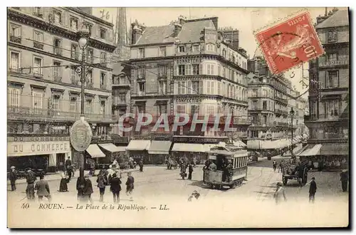 Cartes postales Tramway Train Rouen Place de la Republique