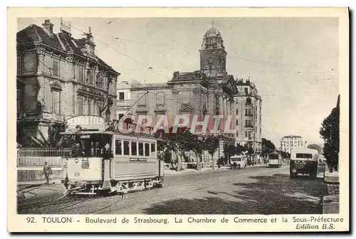 Ansichtskarte AK Tramway Train Toulon Boulevard de Strasbourg La chambre de commerce et la sous prefecture