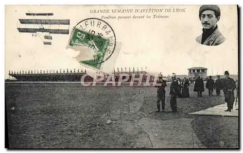 Cartes postales Aviation Avion Grande semaine d&#39aviation de Lyon Paulhan passant devant les tribunes