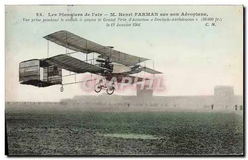 Ansichtskarte AK Aviation Avion Henri Farman sur son aeroplane Grand prix d&#39aviation Deutsch Archdeacon