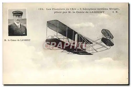 Ansichtskarte AK Aviation Avion Aeroplane systeme Wright pilote par M le comte de Lambert