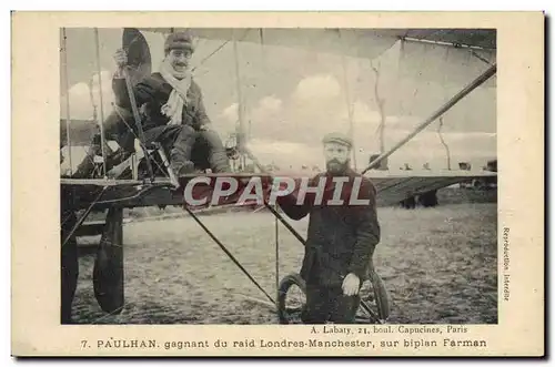 Cartes postales Aviation Avion Palhan gagnant du raid Londres Manchester sur biplan Farman