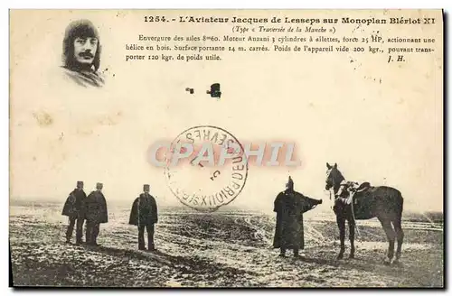 Cartes postales Aviation Avion L&#39aviateur Jacques de Lesseps sur monoplan Bleriot XI