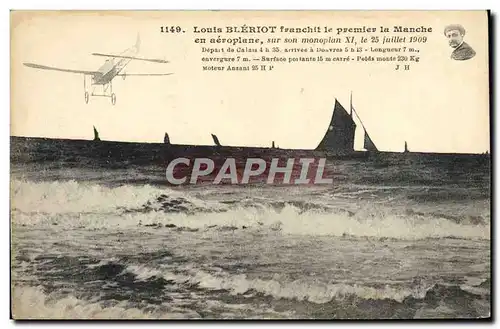 Ansichtskarte AK Aviation Avion Louis Bleriot franchit le premier la Manche