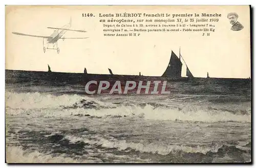 Cartes postales Aviation Avion Louis Bleriot franchit le premier la Manche