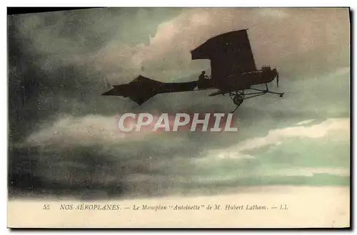 Ansichtskarte AK Aviation Avion Le monoplan Antoinette de M Hubert Latham