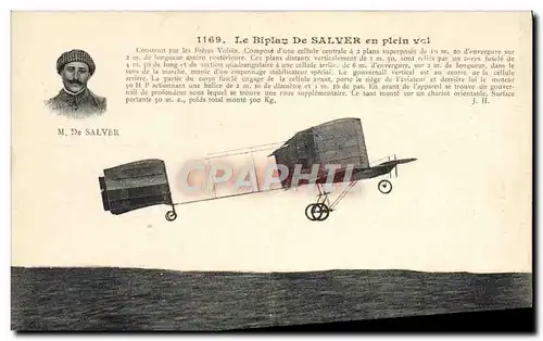 Ansichtskarte AK Aviation Avion Biplan de Salver en plein vol