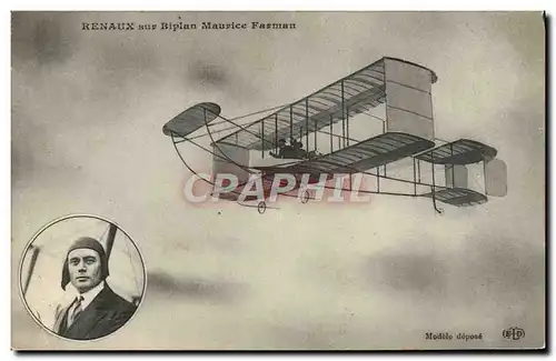 Ansichtskarte AK Aviation Avion Renaux sur biplan Maurice Farman