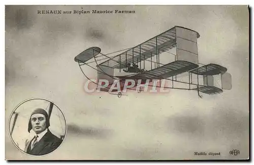 Cartes postales Aviation Avion Renaux sur biplan Maurice Farman