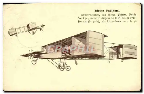 Cartes postales Aviation Avion Biplan Paulham