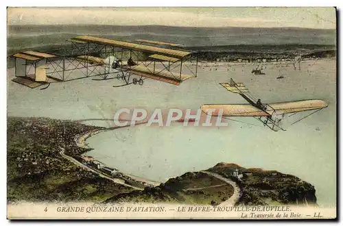 Cartes postales Aviation Avion Grande quinzaine Le Havre Trouville Deauville la traversee de la Baie