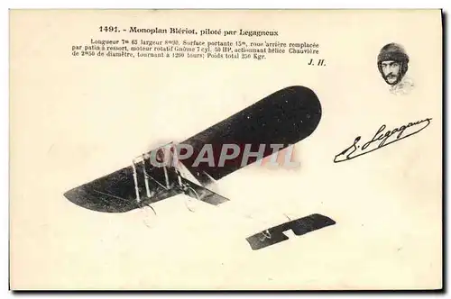 Cartes postales Aviation Avion Monoplan Bleriot pilote par legagneux