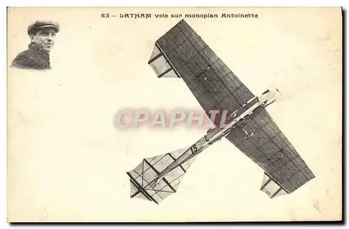 Cartes postales Aviation Avion latham vole sur monoplan Antoinette