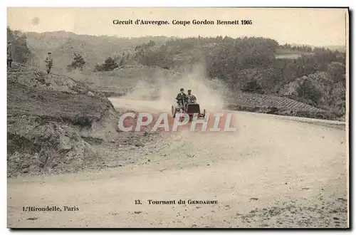 Cartes postales Automobile Circuit d&#39Auvergne coupe gordon Bennett 1905 Tournant du gendarme