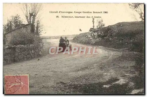 Cartes postales Automobile Circuit d&#39Auvergne coupe gordon Bennett 1905 Nebouzat tournant des 4 routes