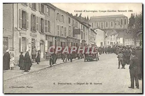 Cartes postales Automobile Circuit d&#39Auvergne coupe gordon Bennett 1905 Pontaumur Depart de M Burton