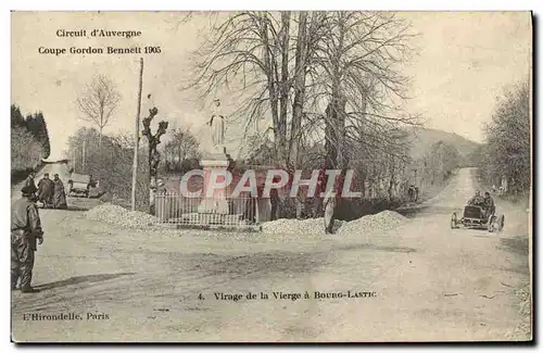 Cartes postales Automobile Circuit d&#39Auvergne coupe gordon Bennett 1905 Virage de la Vierge a bourg Lastic