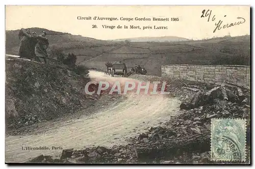 Cartes postales Automobile Circuit d&#39Auvergne coupe gordon Bennett 1905 Virage de la mort pres Lastic