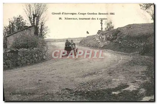 Cartes postales Automobile Circuit d&#39Auvergne coupe gordon Bennett 1905 Nebouzat tournant des 4 routes
