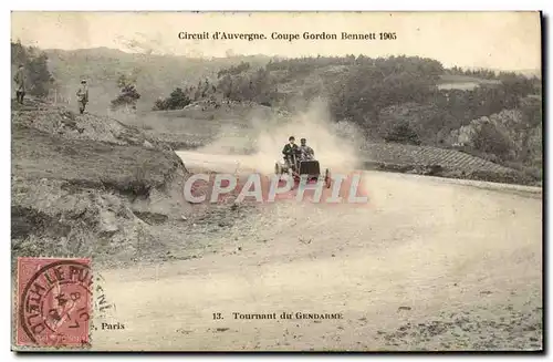 Cartes postales Automobile Circuit d&#39Auvergne coupe gordon Bennett 1905 Tournant du gendarme