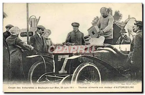 Cartes postales Automobile Coupe des voiturettes a Boulogne sur mer 25 juin 1911 Thomas alimente son moteur d&#3