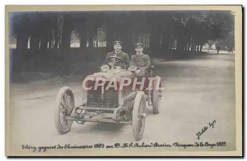 Cartes postales Automobile Thery gagnant des eliminatoires 1905 Richard Brasier