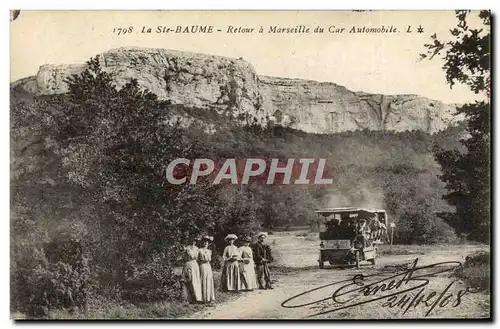 Cartes postales La Sainte Baume Retour a Marseille du car automobile