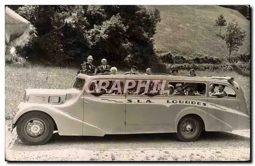 CARTE PHOTO Automobile Autobus Lourdes