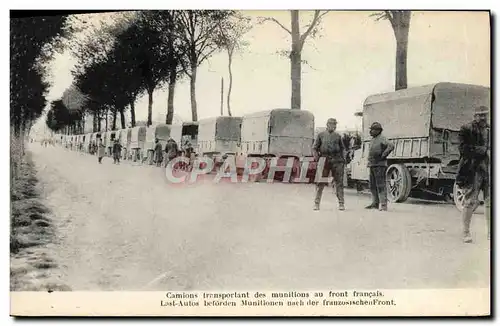 Cartes postales Camions transportant des munitions au front francais Militaria