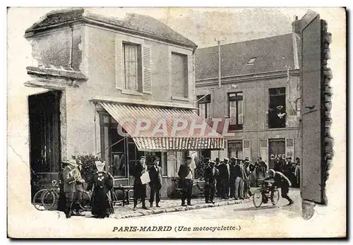 Cartes postales Automobile Paris Madrid Une motocyclette