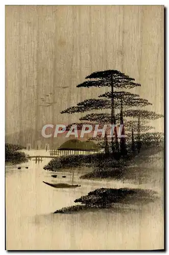 Ansichtskarte AK en bois Japon Nippon Arbres