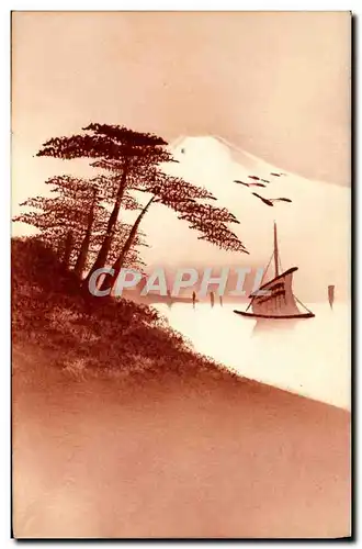 Ansichtskarte AK Japon Nippon Arbres Bateau