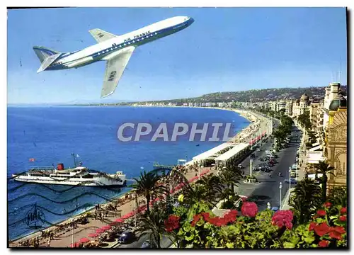 Cartes postales moderne Avion Aviation Nice La promenade des anglais survolee par Caravelle