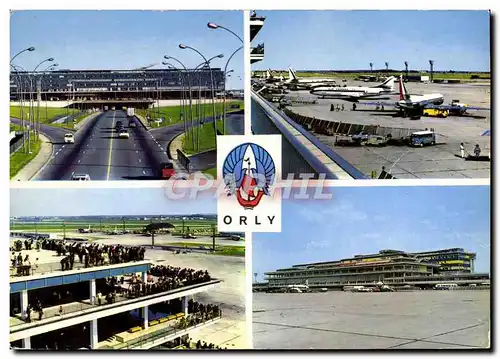 Moderne Karte Avion Aviation Aeroport de Paris Orly Aerogare Aire de statiionnement Terrasses Facade sud de l&