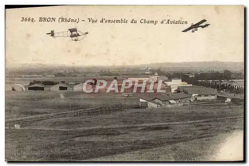 Cartes postales Avion Aviation Bron Vue d&#39ensemble du champ d&#39aviation