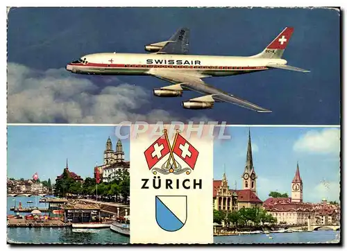 Moderne Karte Avion Aviation Swissair Zurich