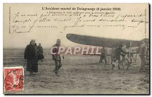 Ansichtskarte AK Avion Aviation Accident mortel de Delagrange 4 janvier 1910 Delagrange se rend au depart pour la